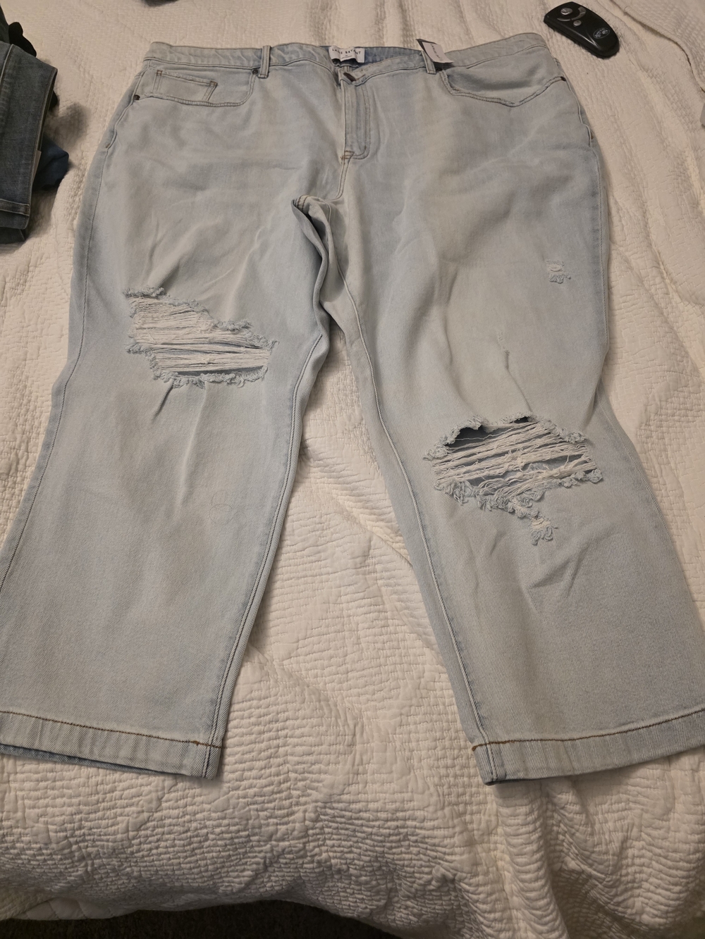 Lane Bryant Pale Blue Ripped Boyfriend Jeans